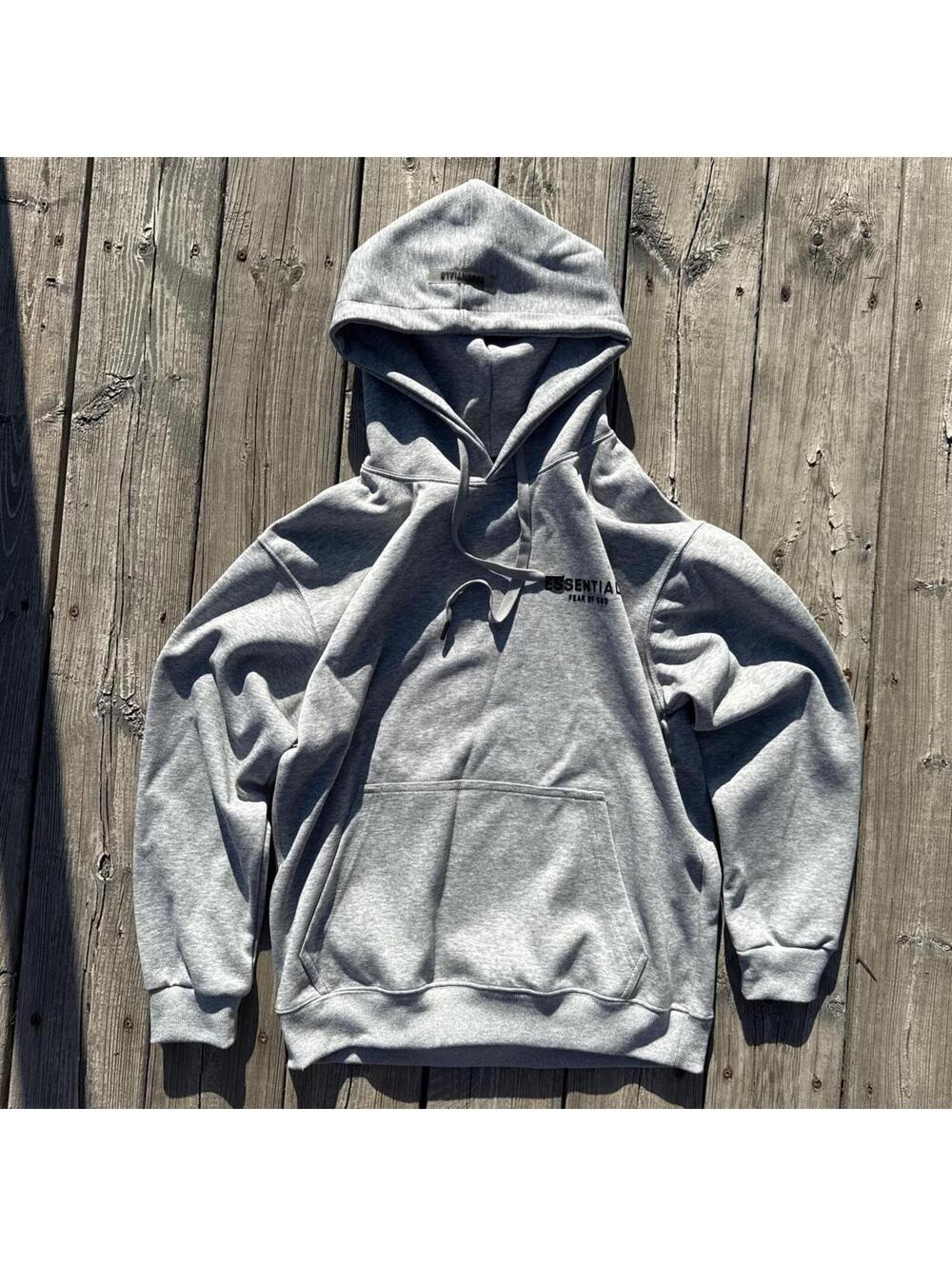 Fear of God Essentials Grey Pullover Hoodie Mens